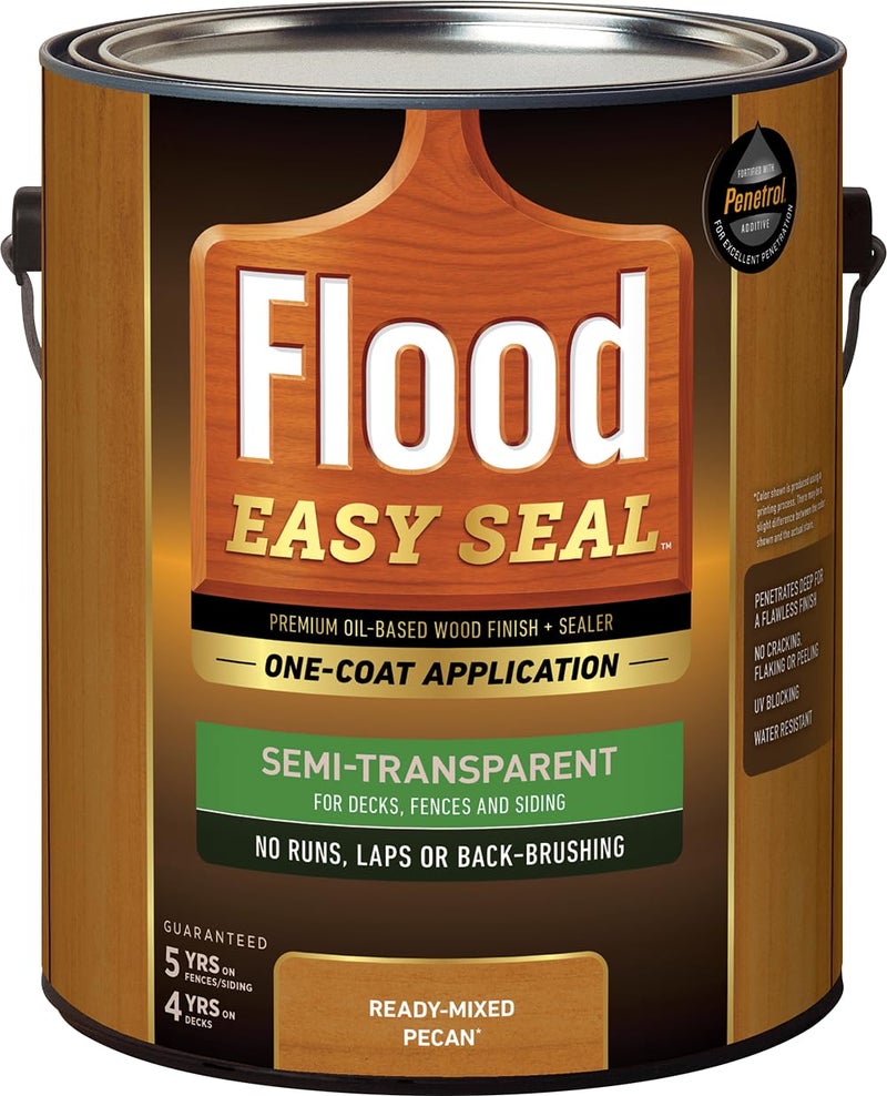 Flood Easy Seal 1 gal. Pecan Semi-Transparent Exterior Wood Finish - Image 1